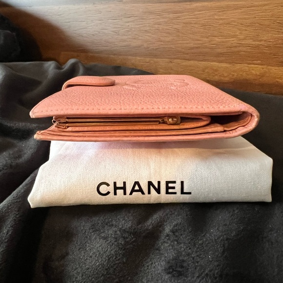 Chanel CC pink pebbled leather long kiss lock wallet - Picture 4 of 10